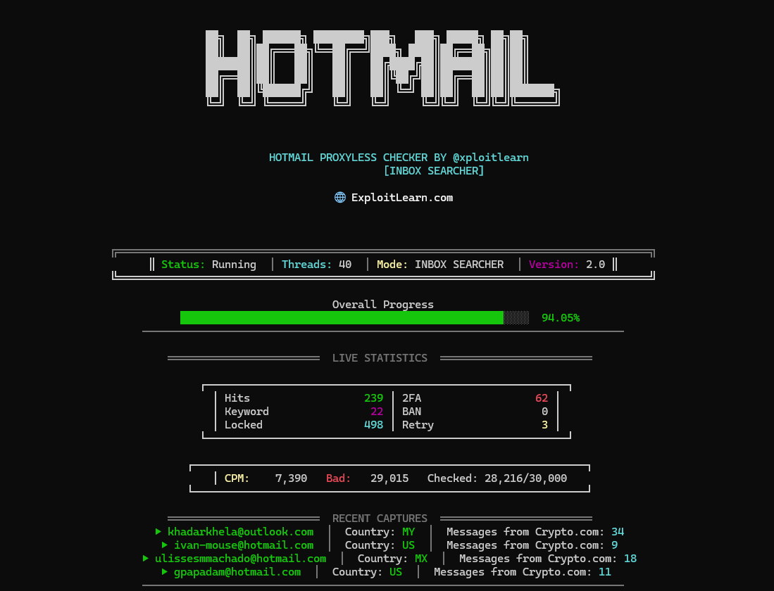 HOTMAIL PROXYLESS INBOX SEARCHER | 7K CPM