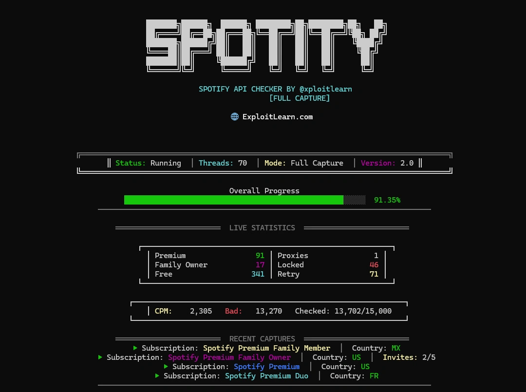 SPOTIFY CHECKER | API | FULL CAPTURE | No Captcha